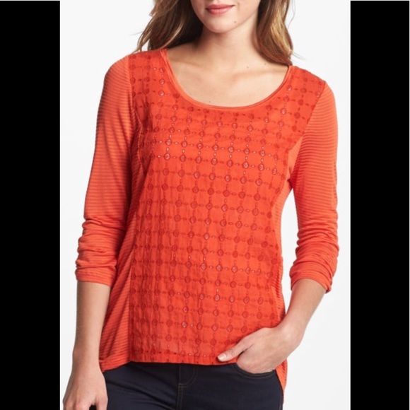 Lucky Brand Tops - Lucky Brand Orange Ellis Cut Out Top
